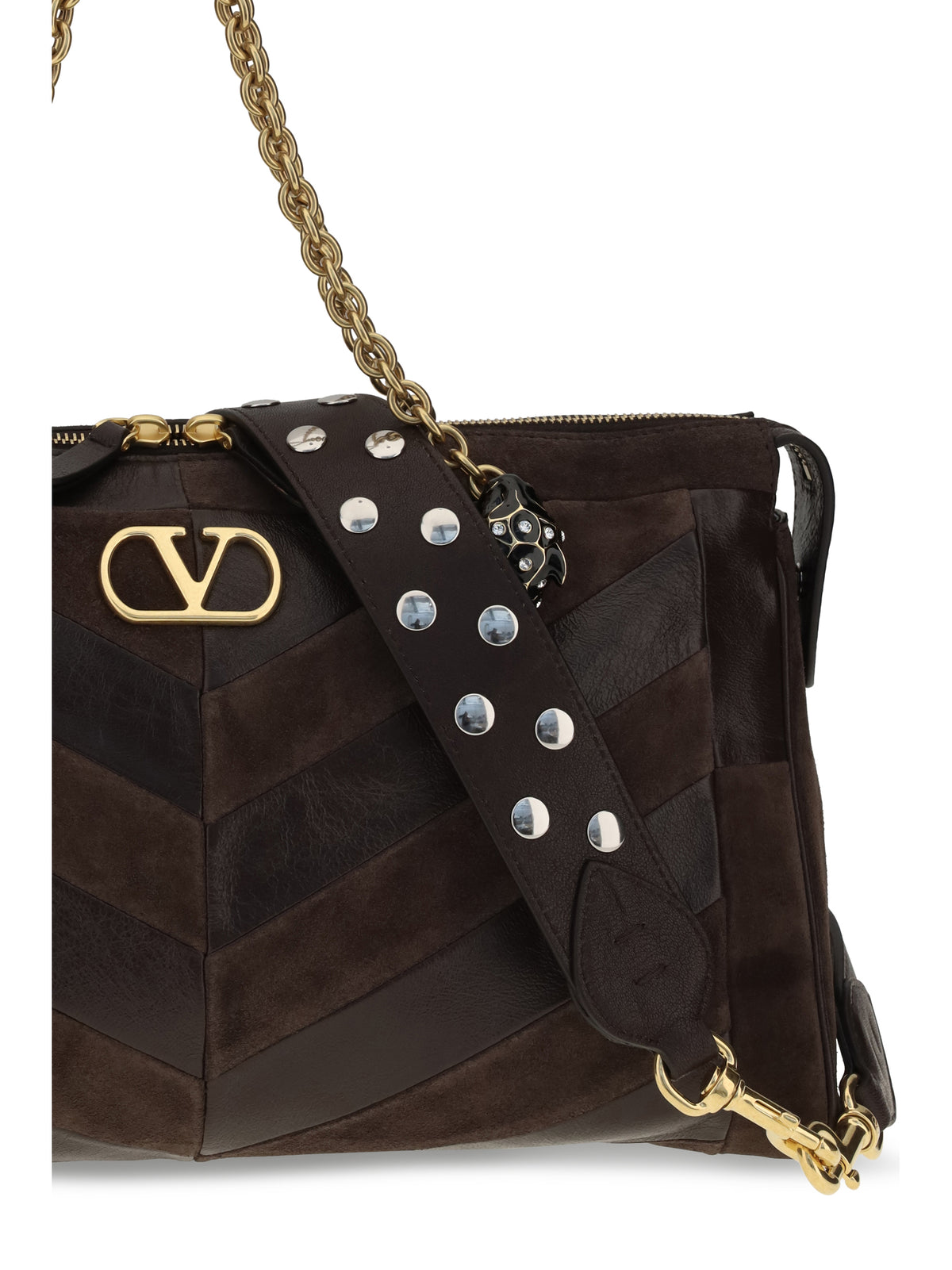 Valentino Garavani Medium Panthea Shoulder Bag - Ebony Brown/Oak Brown