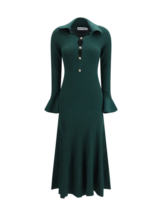 SELF-PORTRAIT Keyhole knit midi Dress