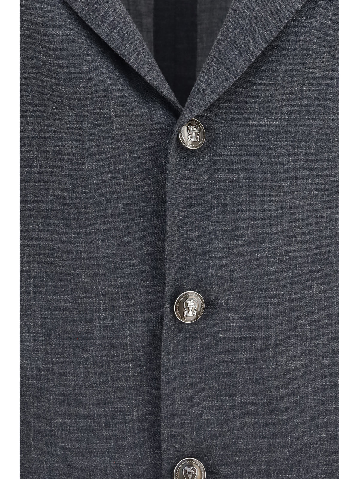 Brunello Cucinelli Deconstructed Jacket in flame-textured wool, silk, and linen - Dark Grey