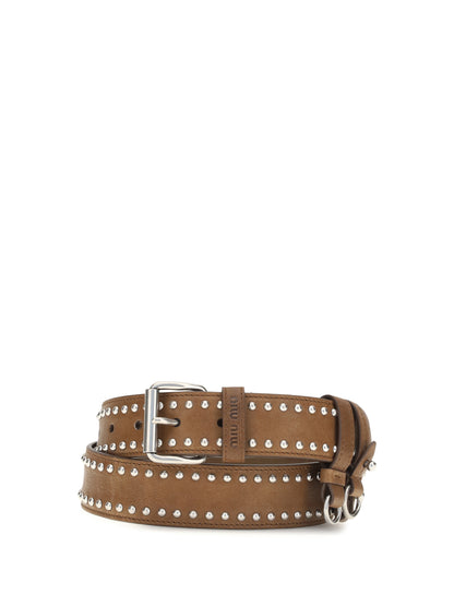 Miu Miu Studded suede Belt - Rovere