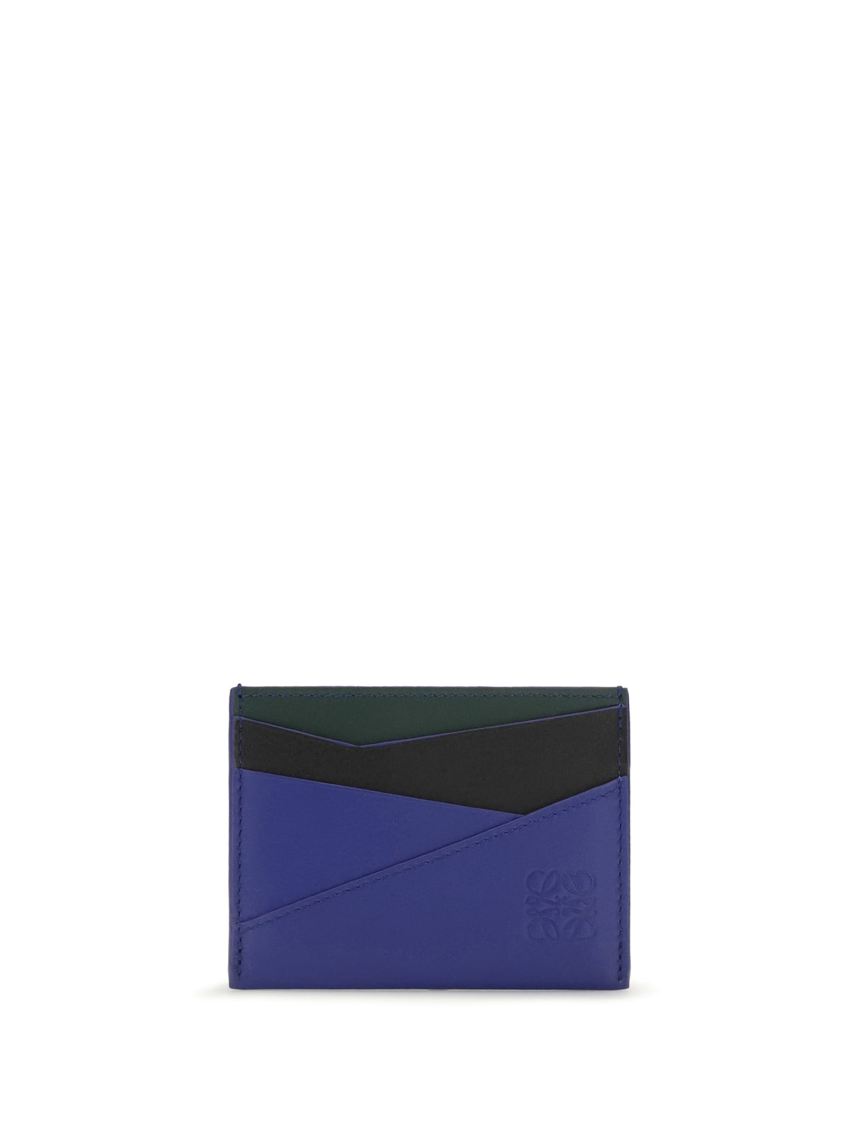 Loewe Puzzle calfskin Card Holder - Black/Stellar Blue