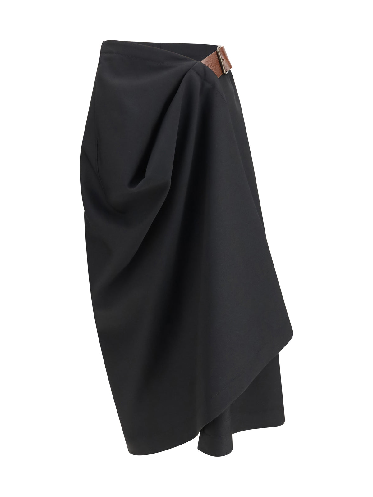 Bottega Veneta Grain de poudre wool midi Skirt - Double Black