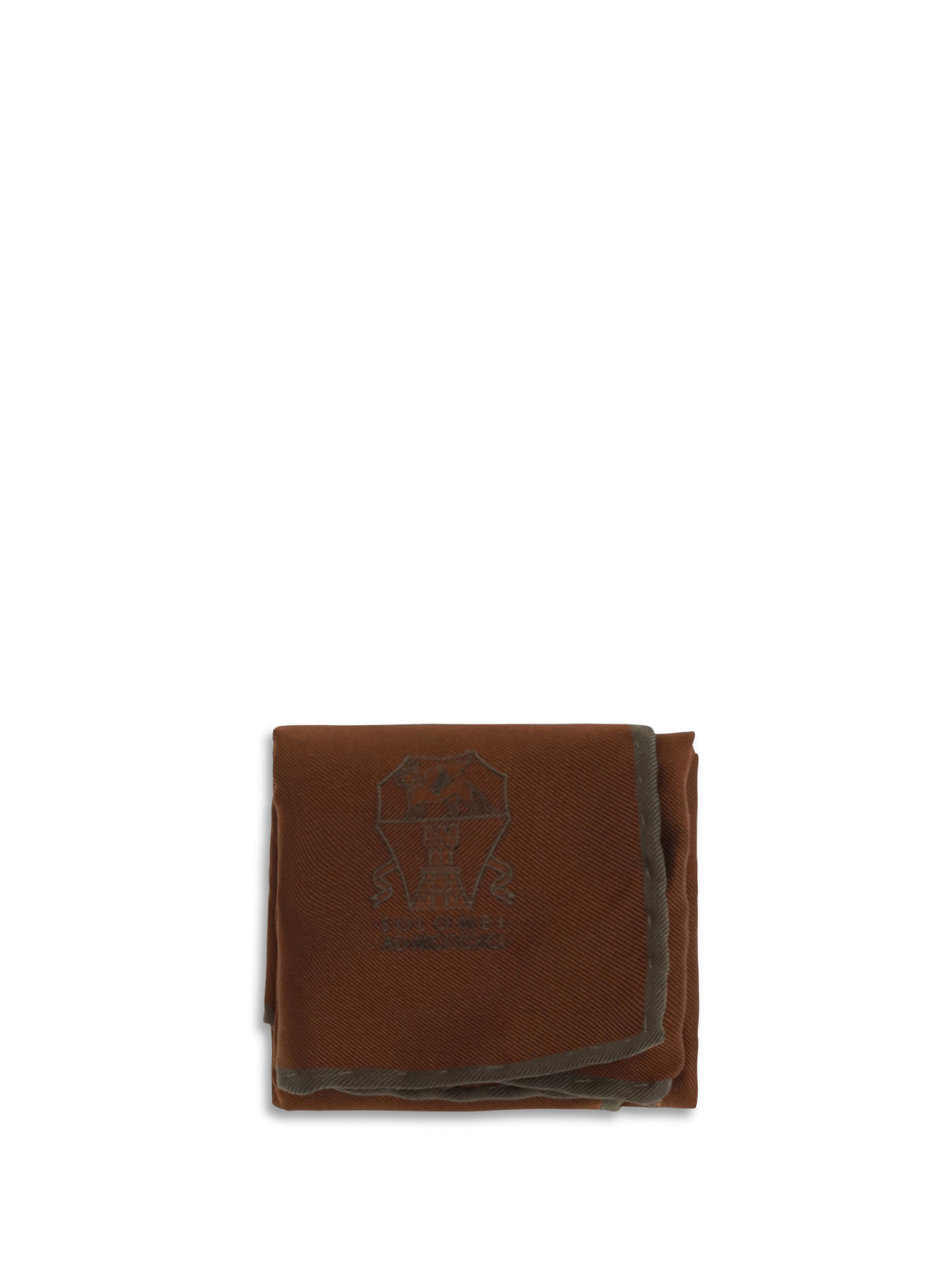 Brunello Cucinelli Printed logo silk Pocket Square - Mattone