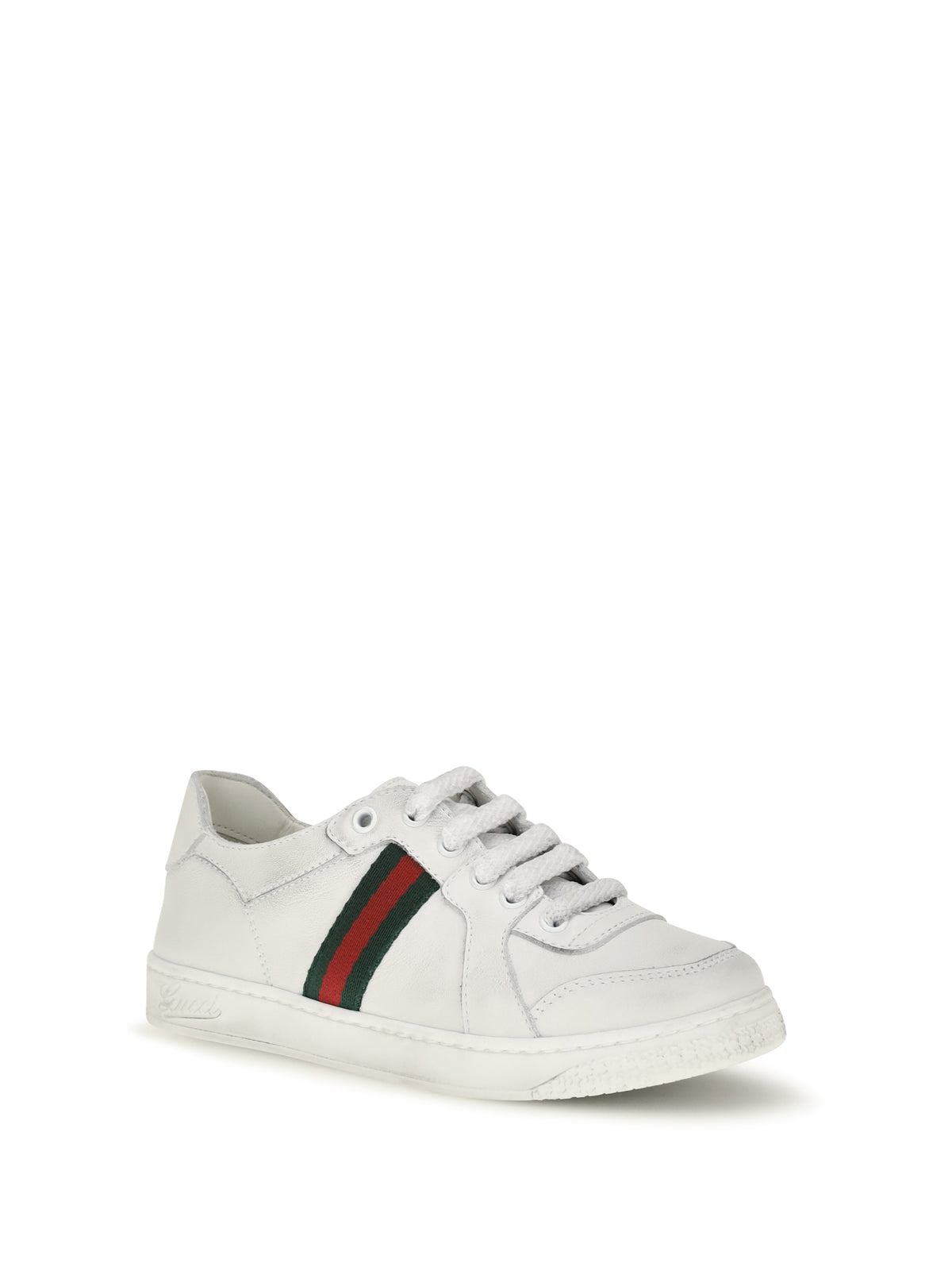 Gucci Leather Sneakers with Web detail for Boy - Great White/V.R.V