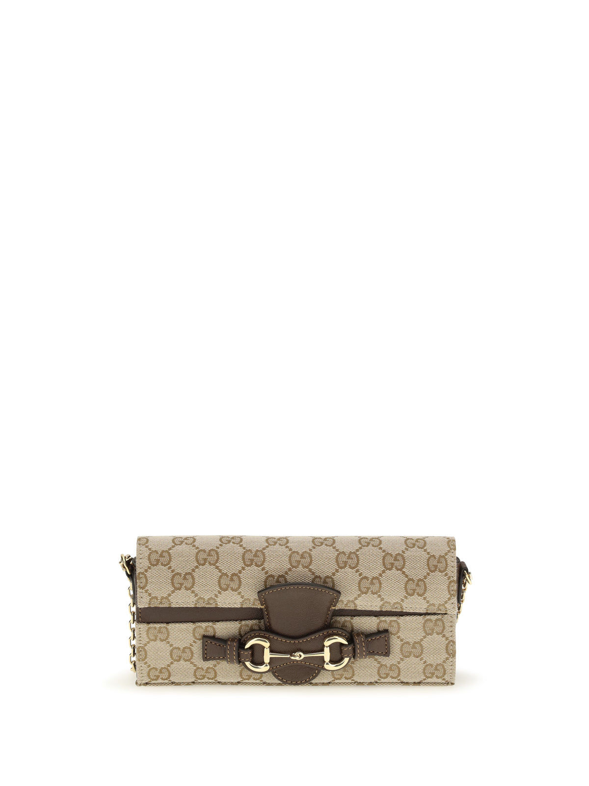Gucci GG Fabric chain Wallet with Horsebit - Vint.Sand/Dk Brown