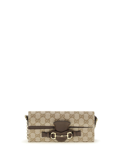 Gucci GG Fabric chain Wallet with Horsebit - Vint.Sand/Dk Brown
