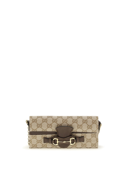 Gucci GG Fabric chain Wallet with Horsebit - Vint.Sand/Dk Brown