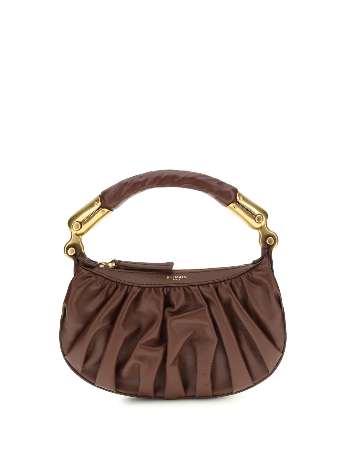 Balmain Ébène mini Bag in calfskin leather - 8gm Marron Foncé