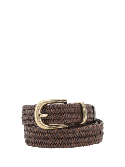 BRUNELLO CUCINELLI Braided stretch leather Belt