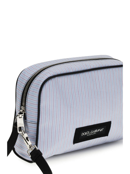 DOLCE & GABBANA Striped poplin and leather Handbag