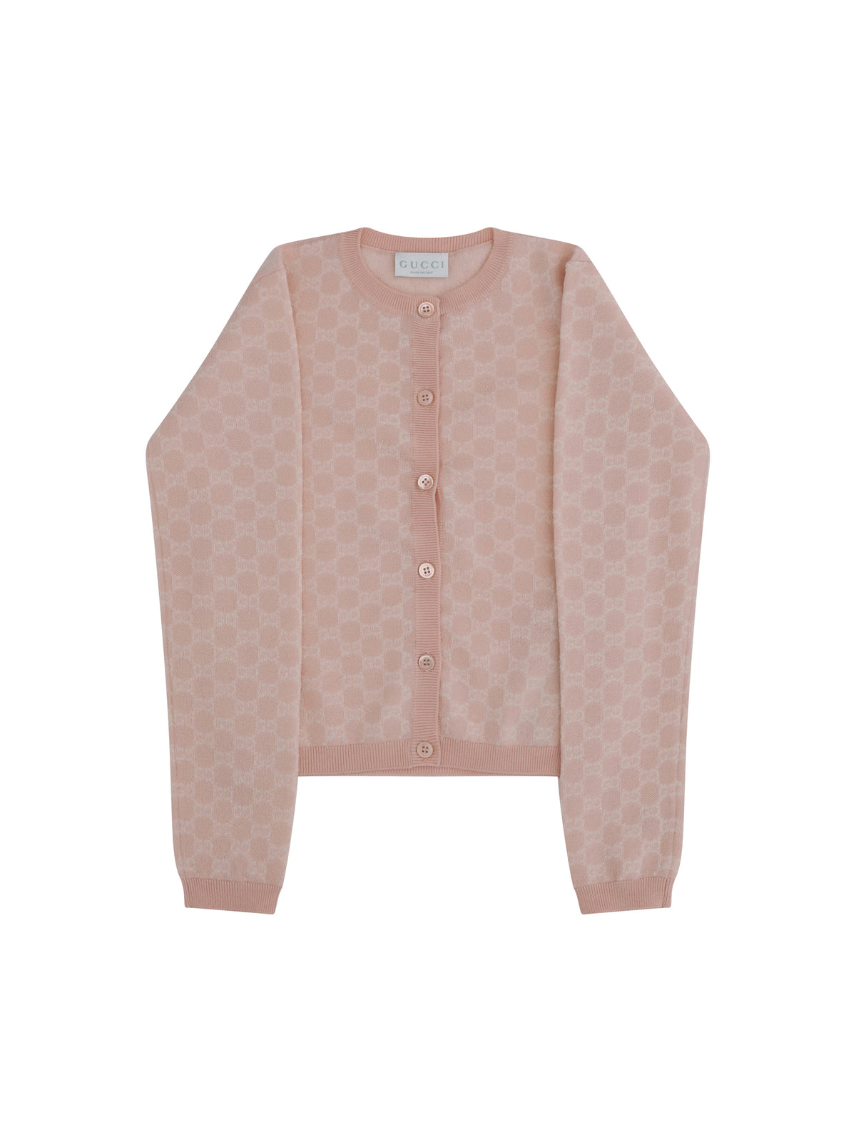 Gucci Wool Cardigan for Girl - Pale Rose/White