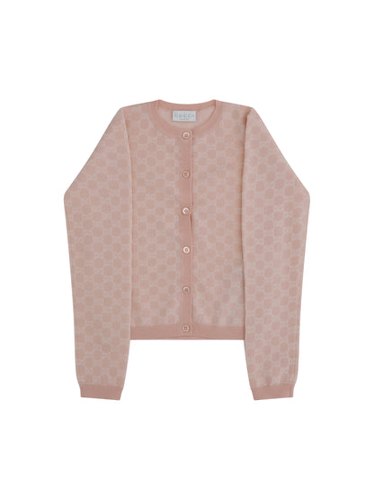Gucci Wool Cardigan for Girl - Pale Rose/White