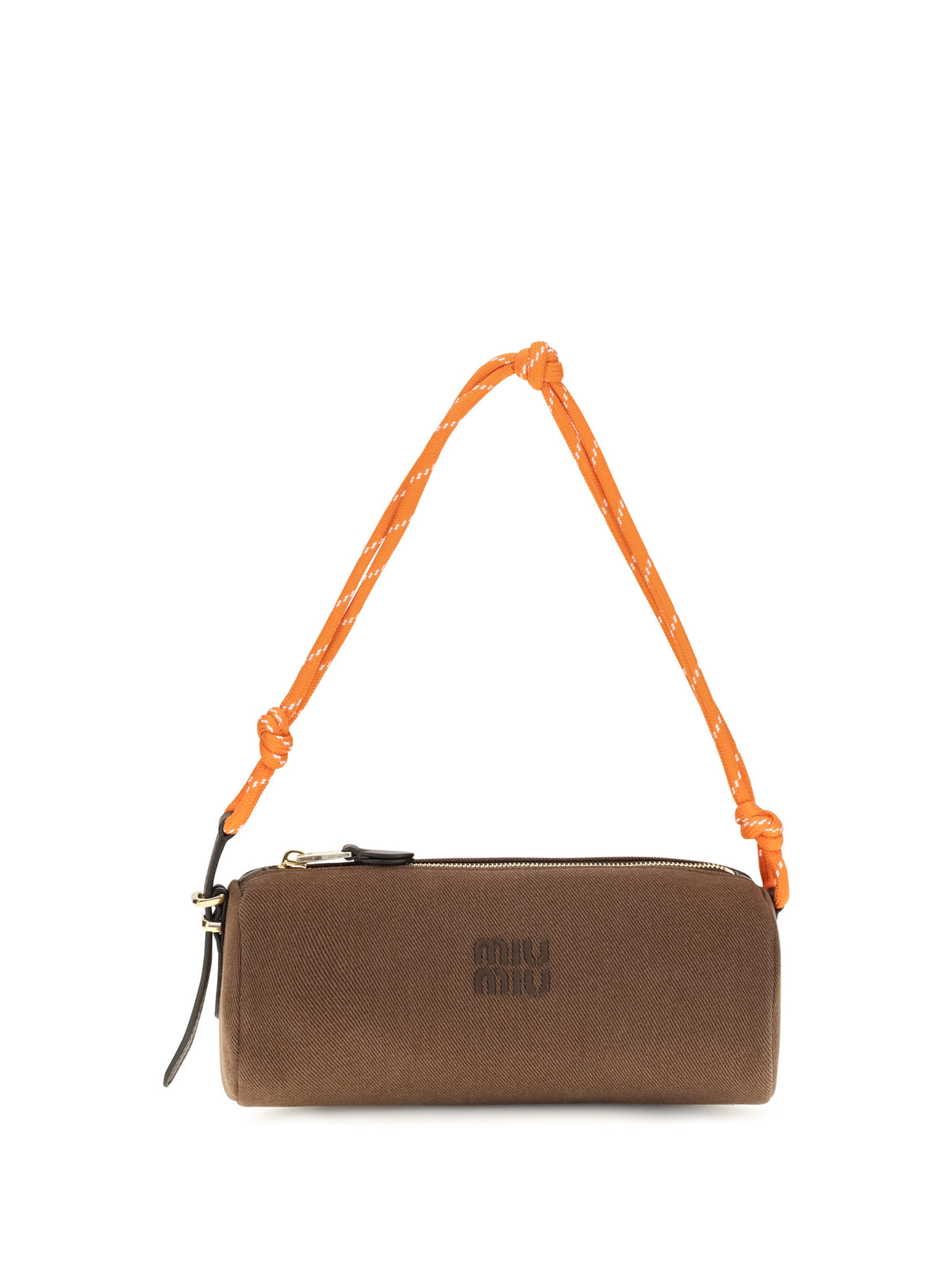 Miu Miu Embroidered logo Shoulder Bag - Cacao+Arancio