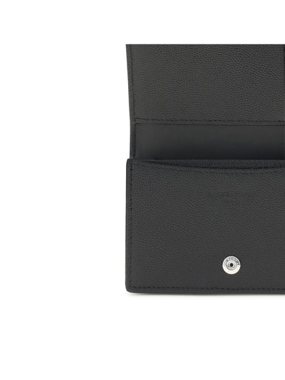 Saint Laurent Grain de poudre leather business Card Holder - Black/Black