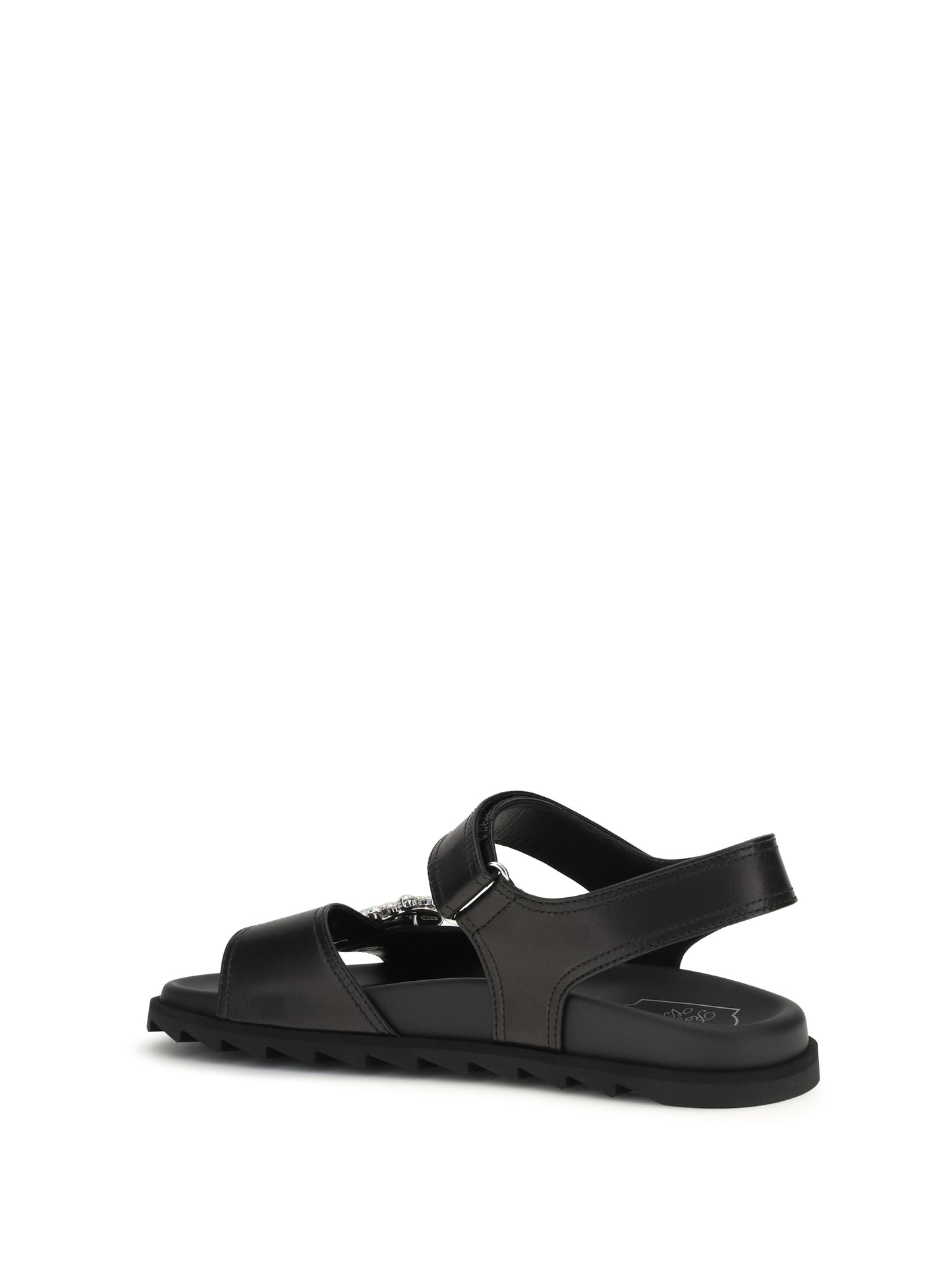 ROGER VIVIER Leather Sandals with crystal buckle