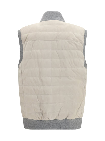 Brunello Cucinelli Padded Vest - English White+Panama