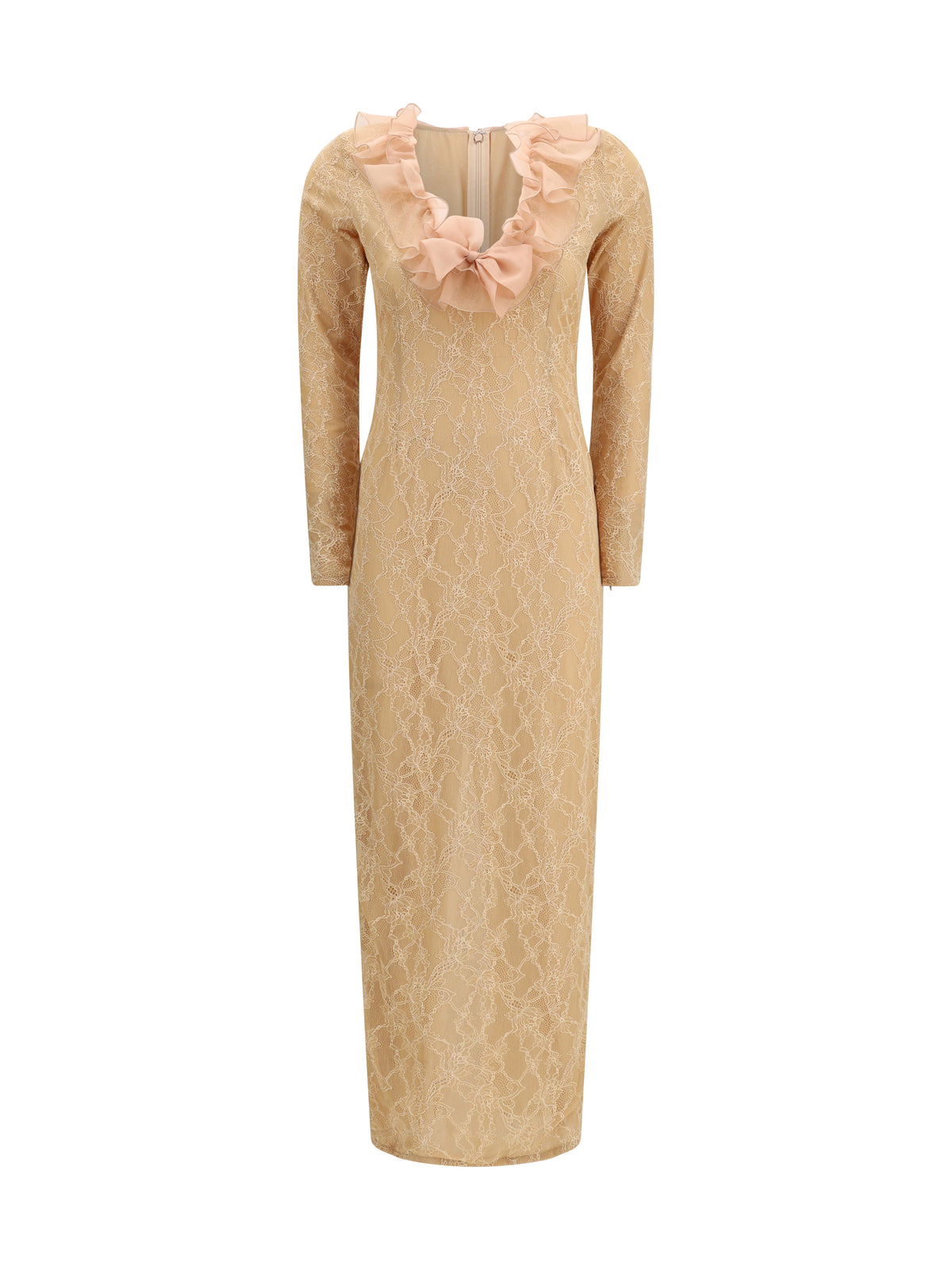Alessandra Rich Stretch lace evening Dress - Nude