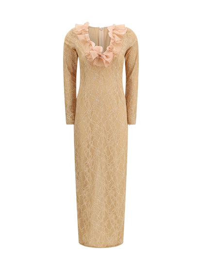 Alessandra Rich Stretch lace evening Dress - Nude