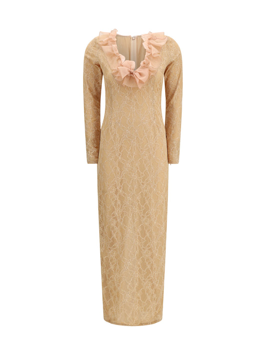 Alessandra Rich Stretch lace evening Dress - Nude