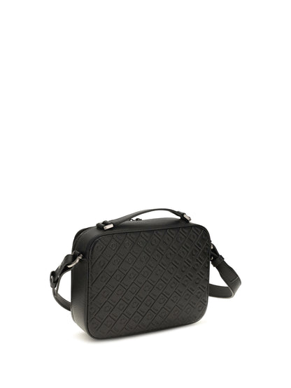 Ferragamo Leather crossbody Bag with embossed Gancini pattern - Black