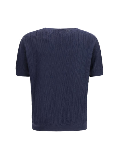 GIORGIO ARMANI Short-sleeved cotton and silk Sweater