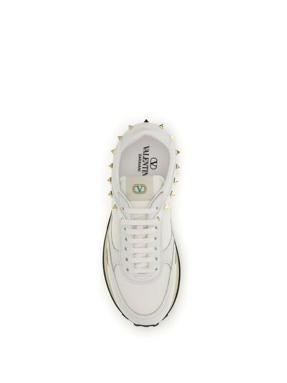Valentino Garavani Stud Up Sneakers in leather and nylon - White/Bia/Bia/Bia/Grey/P.Grey