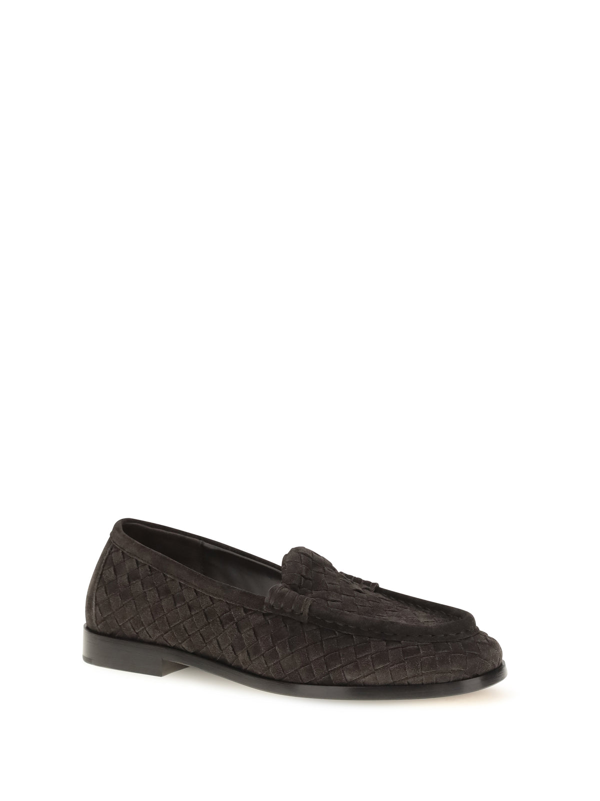 Bottega Veneta Silenzio Intrecciato Loafers - Espresso