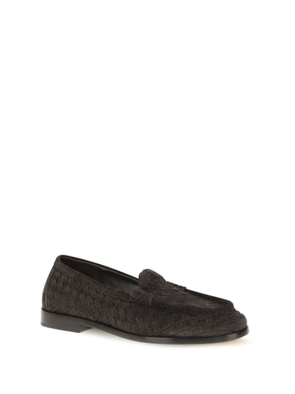 Bottega Veneta Silenzio Intrecciato Loafers - Espresso