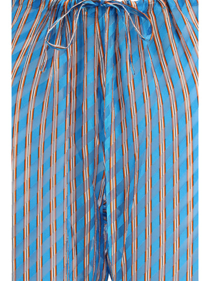 Dries Van Noten Striped Pants - Turquoise