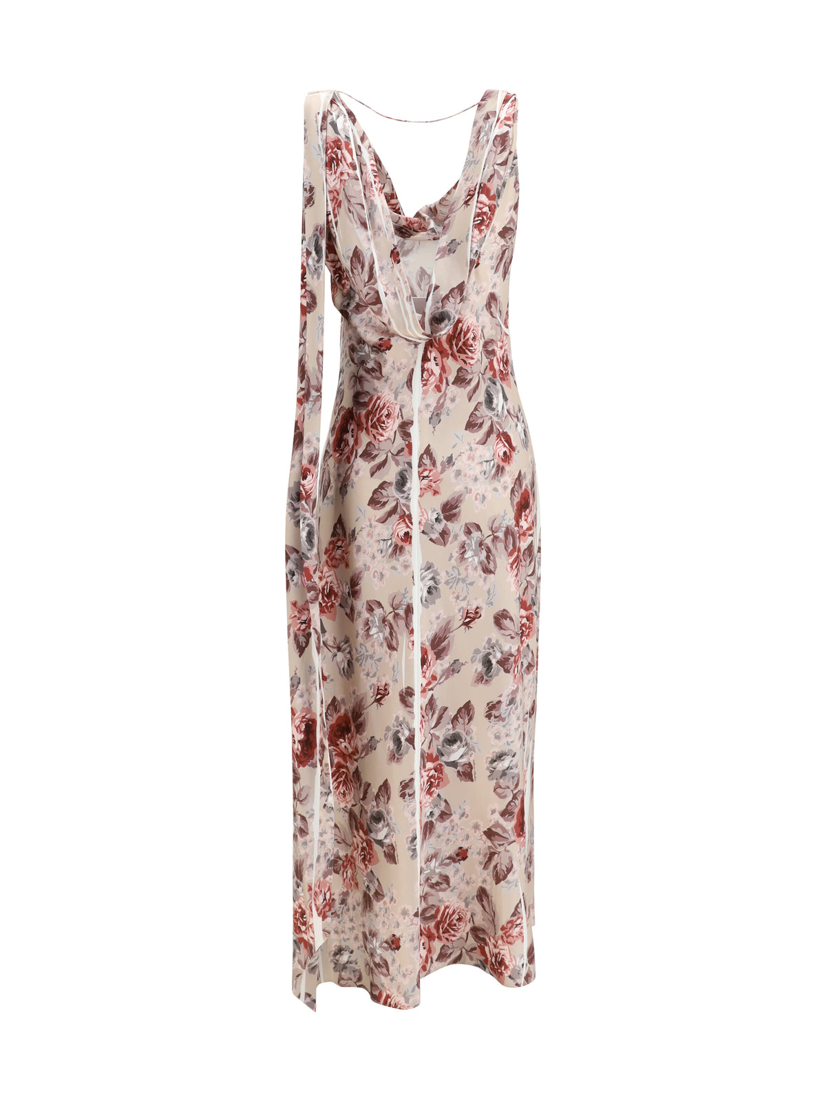 Acne Studios Draped floral-print Dress - Multi Beige