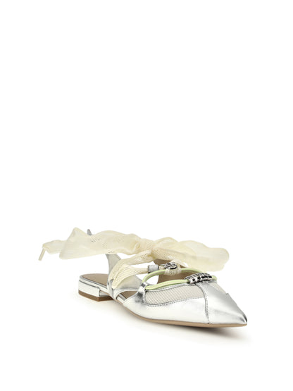 PINKO Metallic leather Gianira Ballerinas