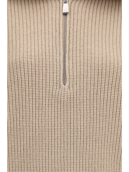 Malo Cashmere high-neck zip Sweater - Light Sand