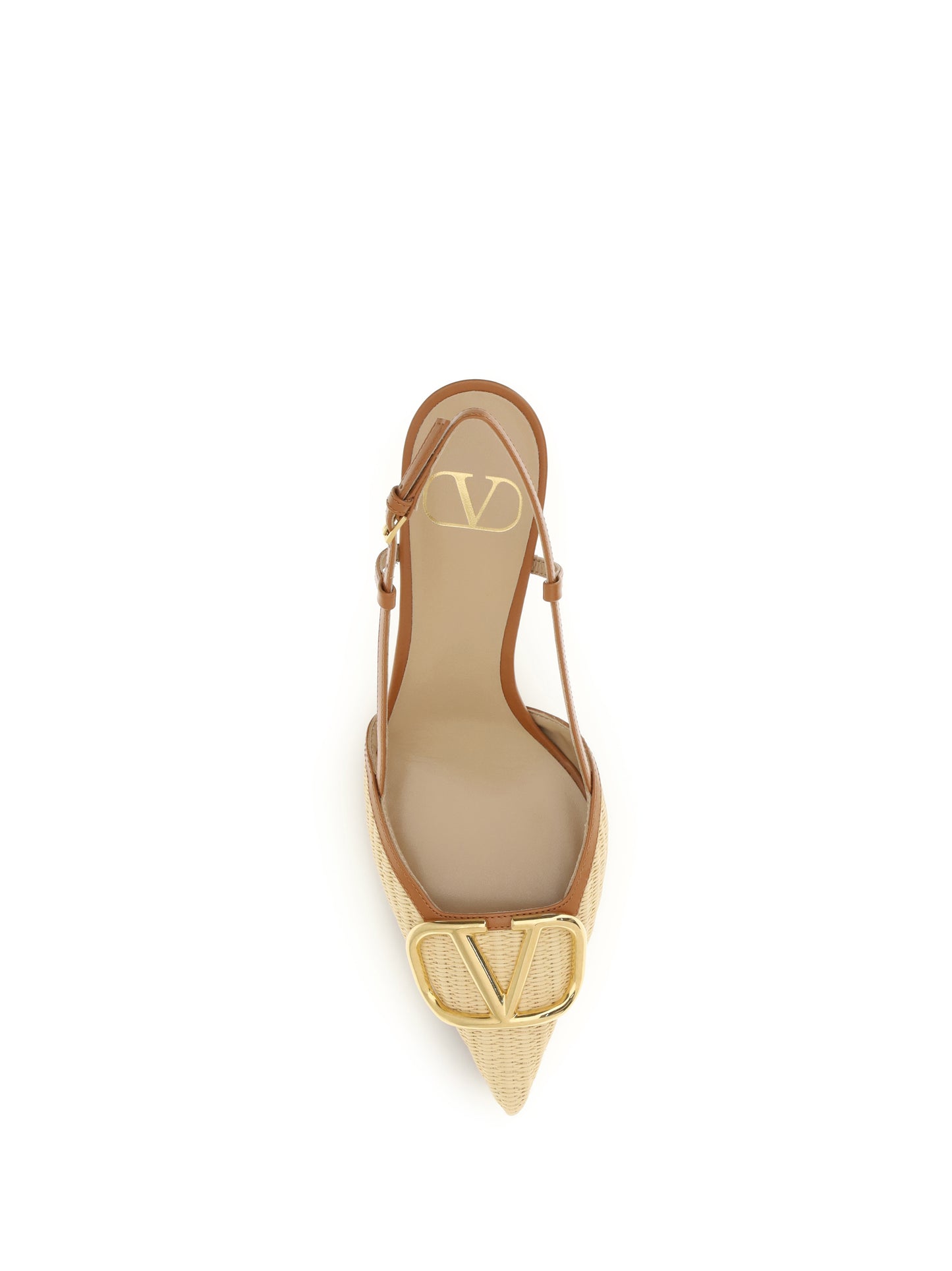 VALENTINO GARAVANI VLogo Signature raffia slingback Pumps