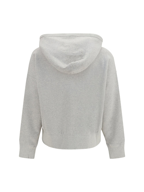Prada Cotton fleece Hoodie with jewel brooch - Marmo