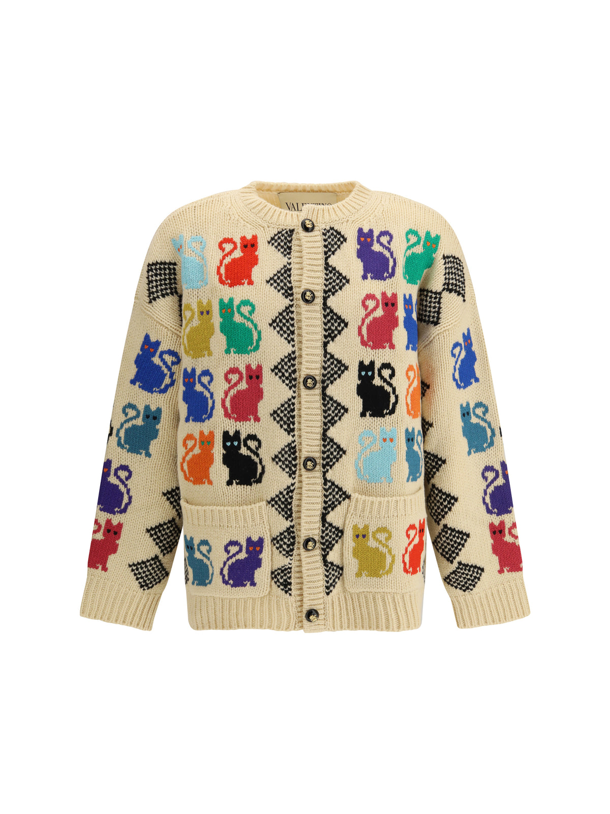Valentino Cardigan with Le Chat de la Maison jacquard motif - Multicolor.