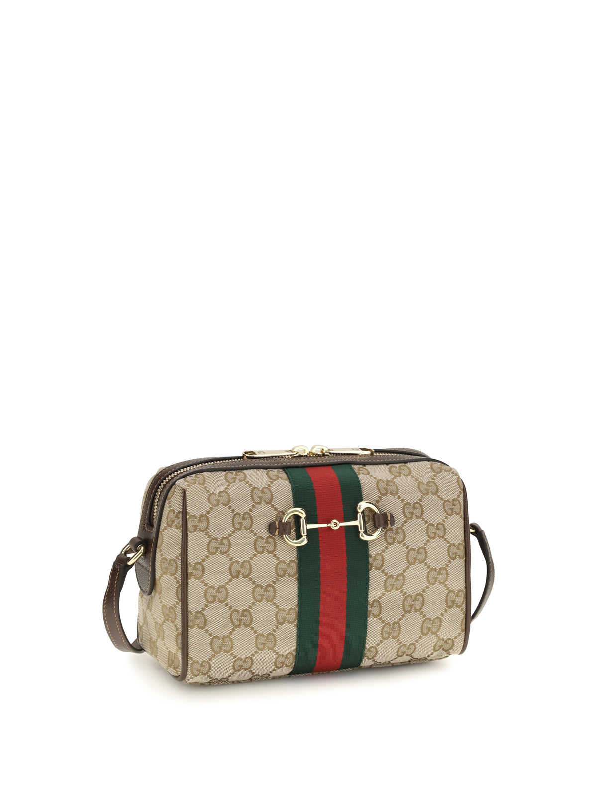 Gucci Small Horsebit Web Camera Bag Shoulder Bag - Vint.Sand/Dk.Bro/Vrv