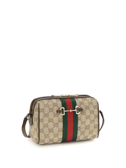 Gucci Small Horsebit Web Camera Bag Shoulder Bag - Vint.Sand/Dk.Bro/Vrv