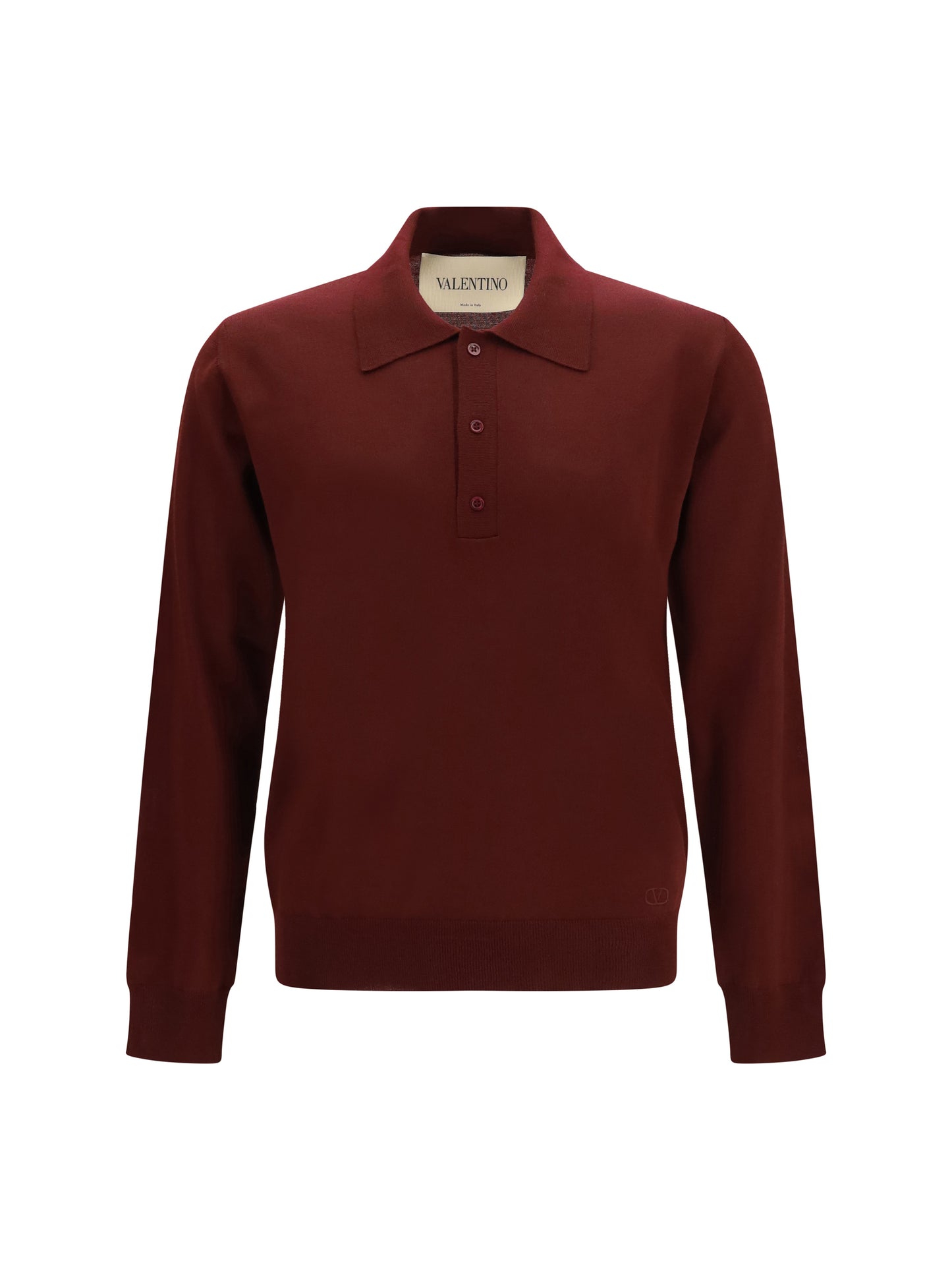 VALENTINO Long-sleeve wool Polo with VLogo