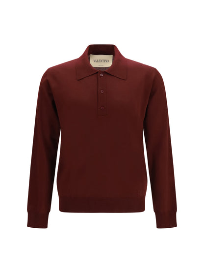VALENTINO Long-sleeve wool Polo with VLogo