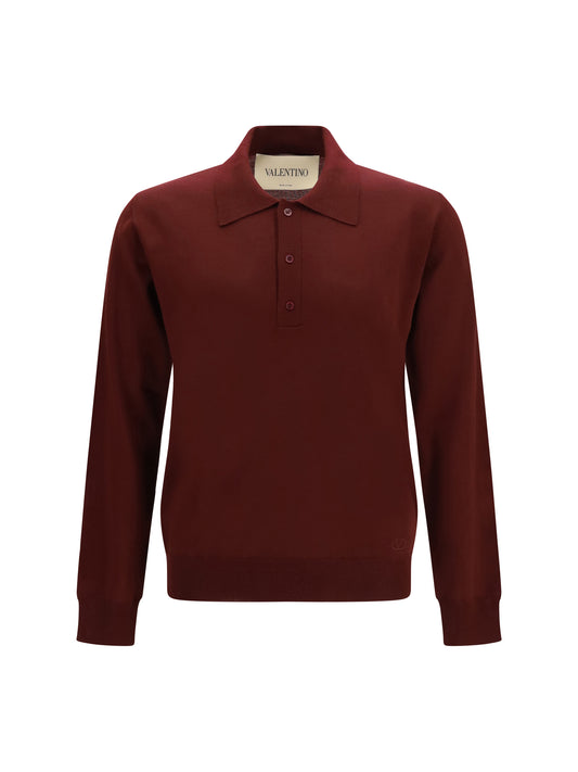 VALENTINO Long-sleeve wool Polo with VLogo