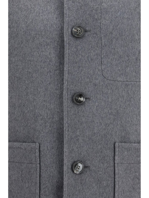 Ami Paris Wool and cashmere Boule Jacket - Gris Charcoal/Gris Cendre