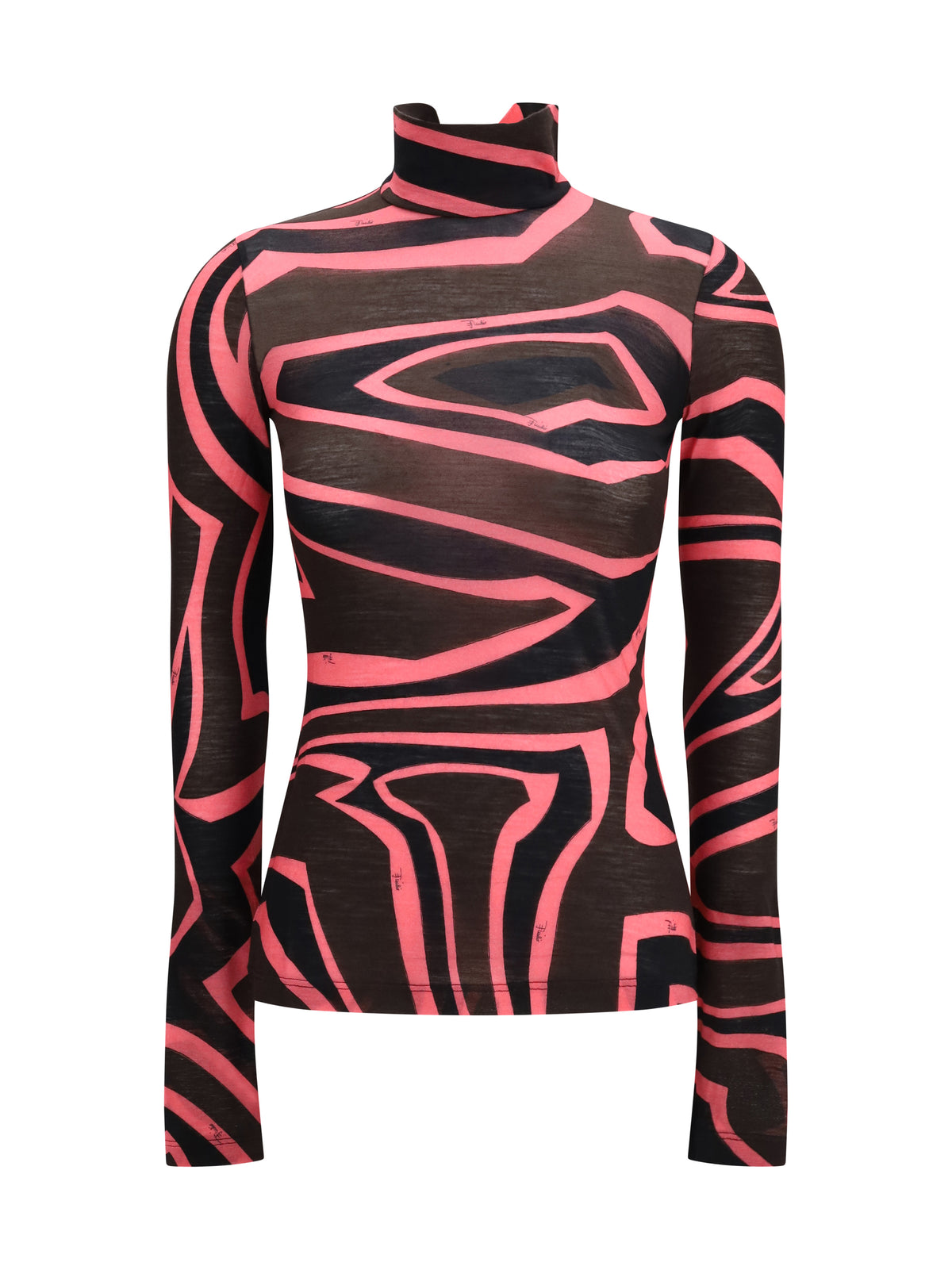 Pucci Fiammato Wool Jersey Top - Brown Coral