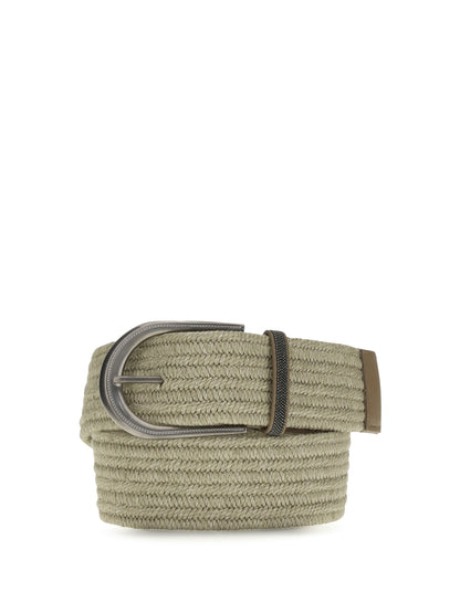 BRUNELLO CUCINELLI Braided linen Belt with Shiny Loop