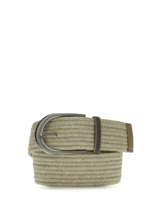 BRUNELLO CUCINELLI Braided linen Belt with Shiny Loop