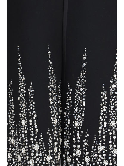 Valentino Compact drap Cape with degradé rhinestone embroidery - Black/Silver