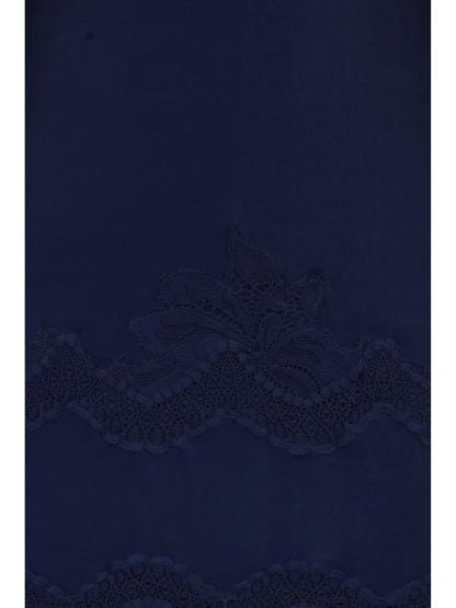 Rabanne Long lace and jersey Dress - Deep Navy