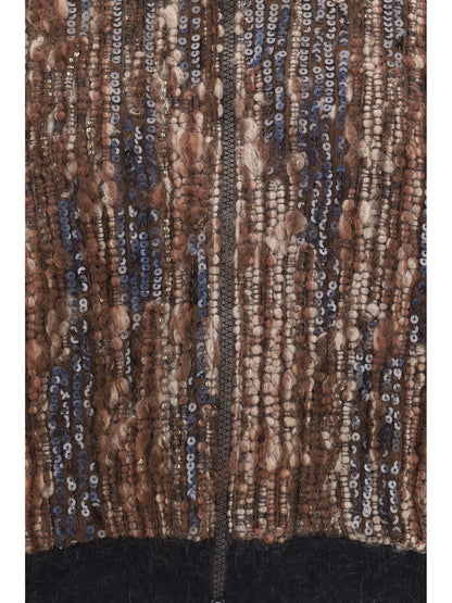 Brunello Cucinelli Perforated zip Cardigan - Brown