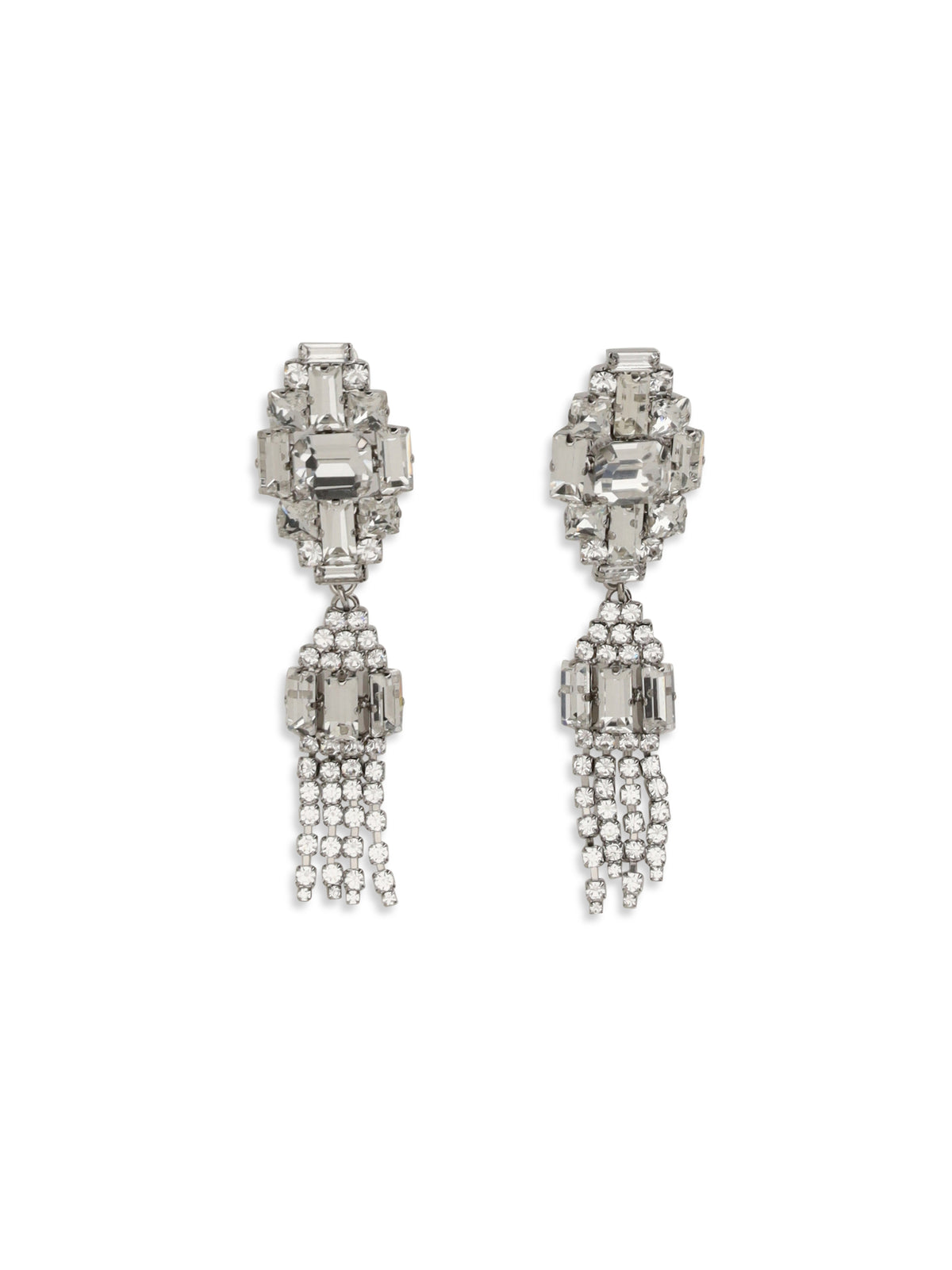 Alessandra Rich Silver-colored crystal drop Earrings - Cry Silver