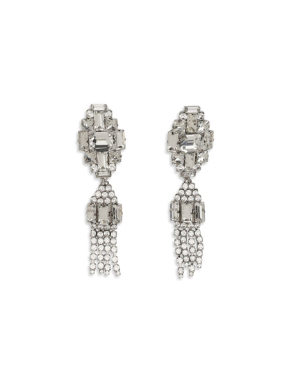 Alessandra Rich Silver-colored crystal drop Earrings - Cry Silver