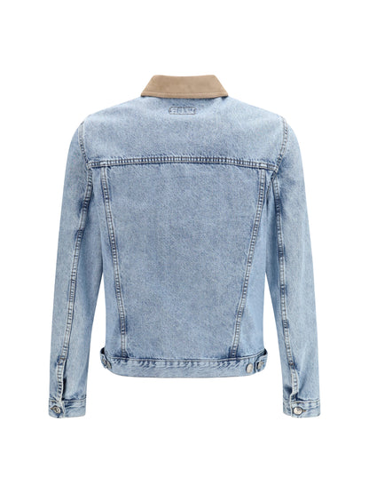 Brunello Cucinelli Denim Jacket with suede collar - Denim Light